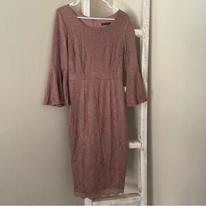 Mikarose Lace Bell-Sleeve Midi Dress - Dusty Rose